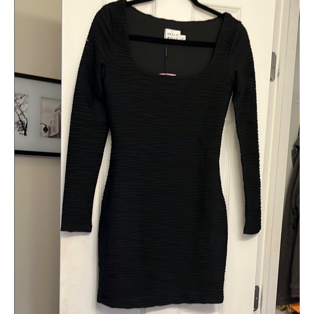 Hello Molly Black Ribbed Bodycon Dress